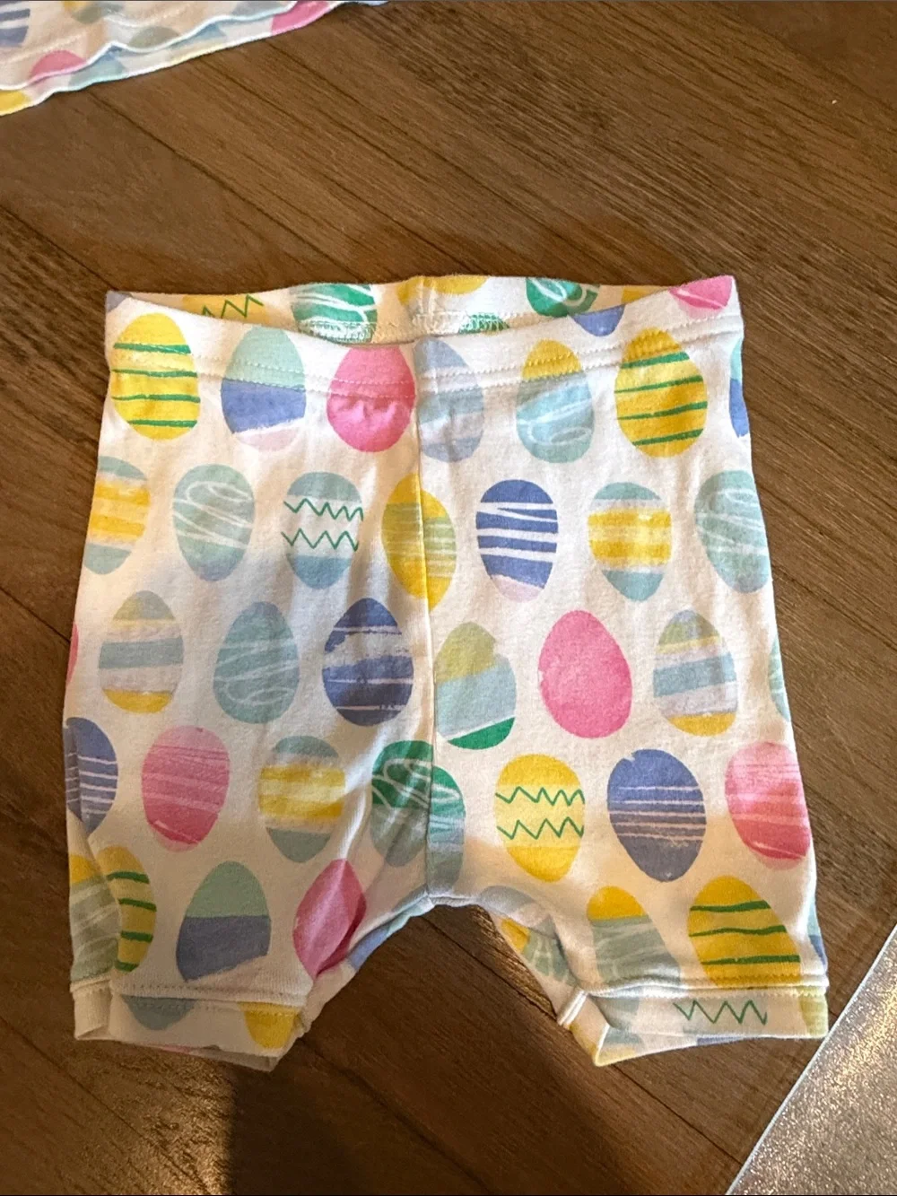 GAP White Short Sleeve Pajama Set with Pastel Egg Print